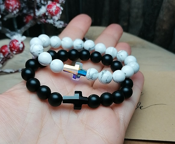 Náramky pre pár so swarovski krížikom