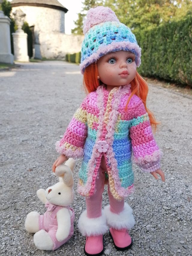 Dúhový kabátik + čiapočka  pre Paola Reina